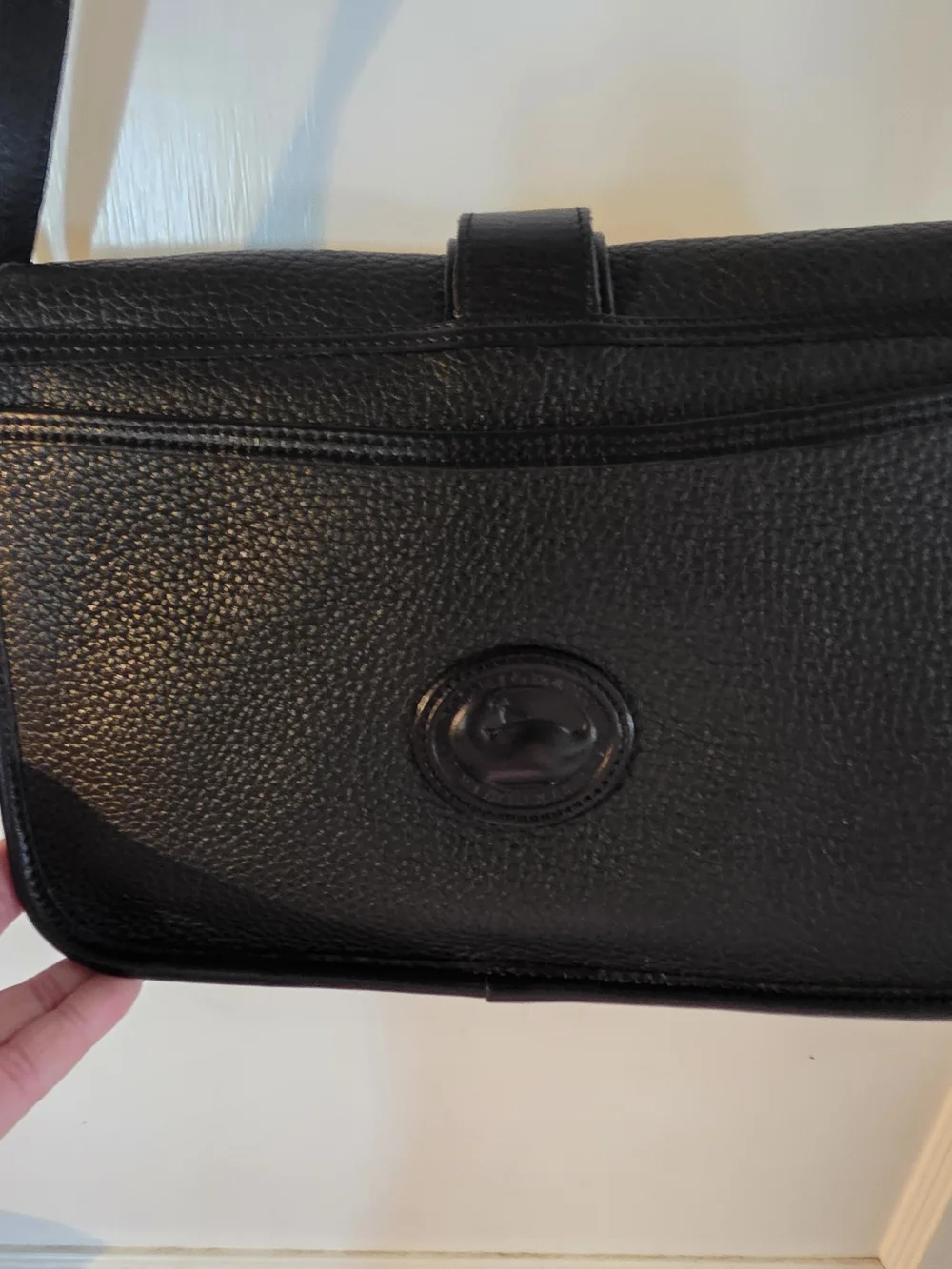 Vintage 90s Dooney & Bourke Black Leather Crossbody Bag